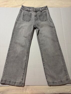 Mica Denim High-Rise Wide-Leg Jeans in Faded Gray Size 25.  (165)
